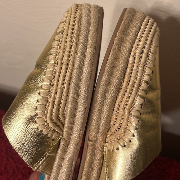 SAM EDELMAN-Gold Leather Espadrilles Slide Mules-Size 7 - Picture 16 of 17